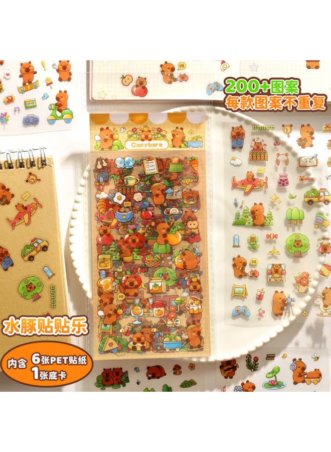 HELPS Creative Cute Capybara Stickers 6 Children's Diy Capibala Material Pet Cartoon Decorative Stickers Gift - Image 4