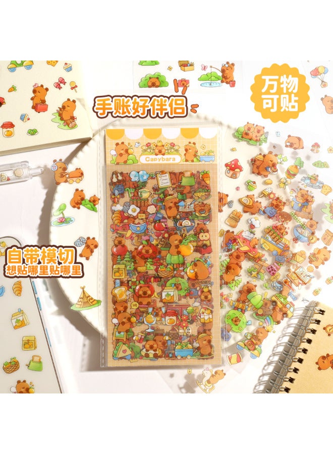 HELPS Creative Cute Capybara Stickers 6 Children's Diy Capibala Material Pet Cartoon Decorative Stickers Gift - Image 3