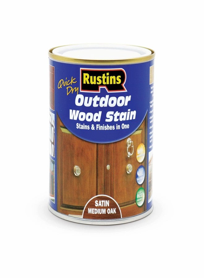 Rustins Quick Dry Outdoor Wood Stain Medium Oak 500ml - Image 1