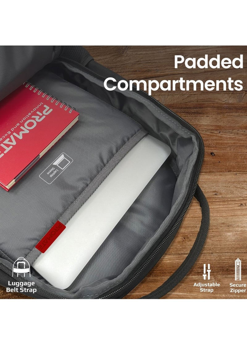 PROMATE - Promate High-Capacity  Bag, Lightweight 15.6-inch Laptop Backpack with Dual Secure Zippers, Adjustable Straps, Water Resistance, and Durable Finish for MacBook Air, iPad, Dell XPS 13, ElitePack-Go - Image 1