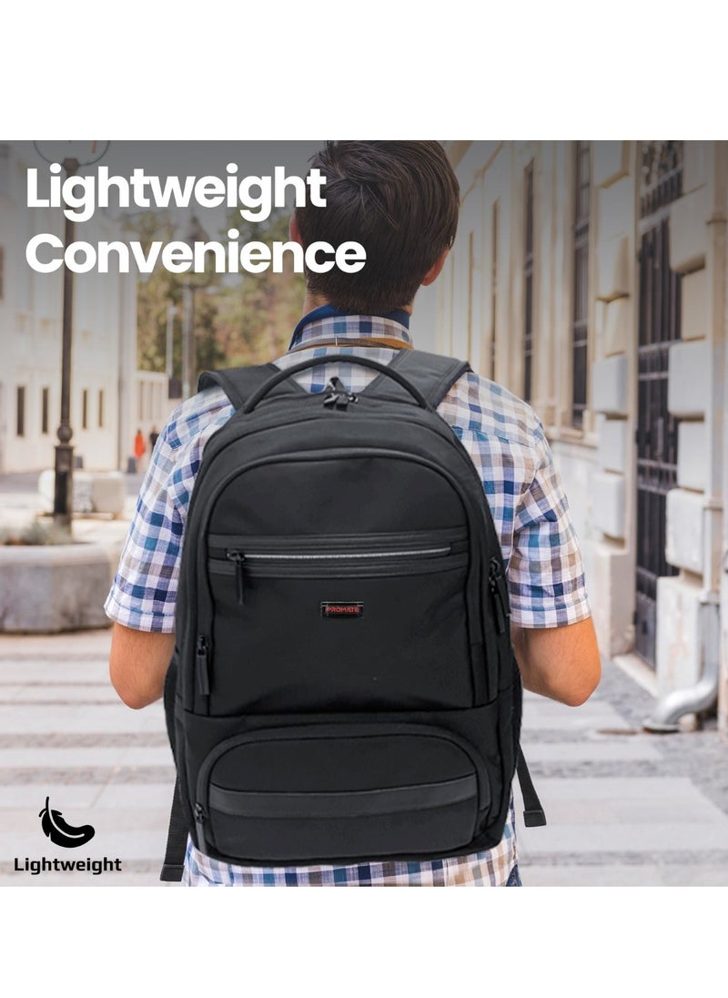 PROMATE - Promate High-Capacity  Bag, Lightweight 15.6-inch Laptop Backpack with Dual Secure Zippers, Adjustable Straps, Water Resistance, and Durable Finish for MacBook Air, iPad, Dell XPS 13, ElitePack-Go - Image 1