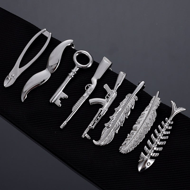 Boutique Fashion Personalized Clothing Accessories Men'S Suit Tie Clip Feather Animal Shape Creative Tie Clip Silver - Image 2