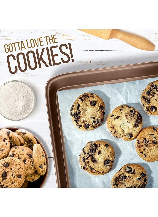 NutriChef - NutriChef 2-Piece Premium Nonstick Cookie Sheets for Baking - Slick Carbon Steel Baking Sheet Set w/ Raised Edges for Roasting, Baking, & More - 15" x 11" & 13" x 9" - PTFE, PFOA, PFOS Free - Image 1