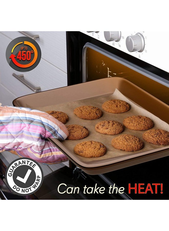 NutriChef - NutriChef 2-Piece Premium Nonstick Cookie Sheets for Baking - Slick Carbon Steel Baking Sheet Set w/ Raised Edges for Roasting, Baking, & More - 15" x 11" & 13" x 9" - PTFE, PFOA, PFOS Free - Image 1