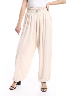 Beige wide leg trousers with waist elastic - pzsku/Z8D01EB9466CB334B78C4Z/45/_/1709554070/2bc81403-d921-4f04-ac17-d0cd02884eed