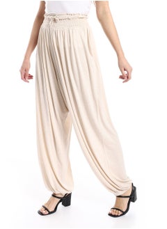 Beige wide leg trousers with waist elastic - pzsku/Z8D01EB9466CB334B78C4Z/45/_/1709554774/45a58cd0-6775-4dd0-bd61-e5d748a3fa57