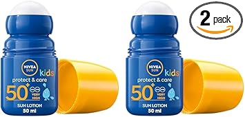 Nivea NIVEA SUN Kids Protect Care Caring RollOn 50 ml Sunscreen with SPF 50 RollOn Kids Suncream for Delicate Skin Immediately Protects Against Sun Exposure Pack of 2 - Image 1