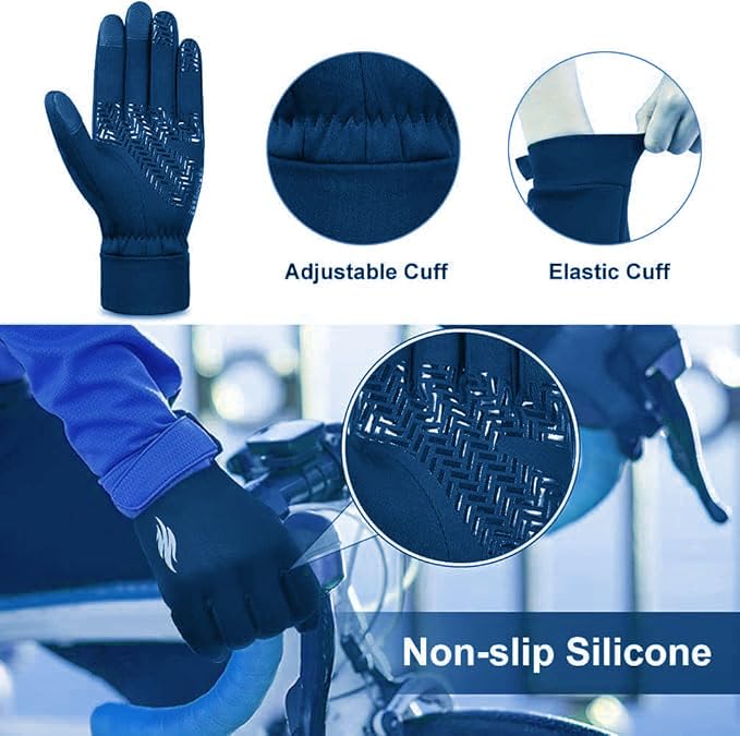 ZaySoo Outdoor Warm Velvet Touch Screen Waterproof Windproof Gloves (Large, NavyBlue) - Image 4