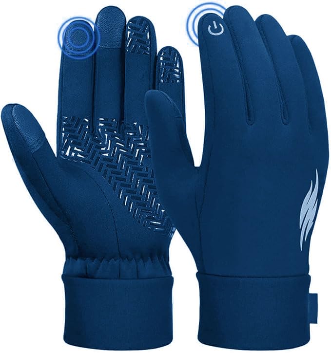 ZaySoo Outdoor Warm Velvet Touch Screen Waterproof Windproof Gloves (Large, NavyBlue) - Image 1