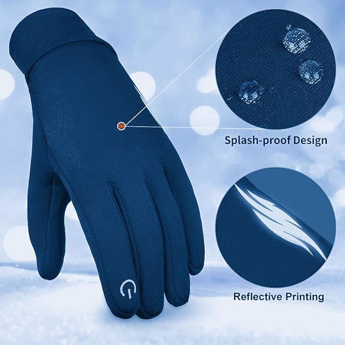 ZaySoo Outdoor Warm Velvet Touch Screen Waterproof Windproof Gloves (Large, NavyBlue) - Image 2