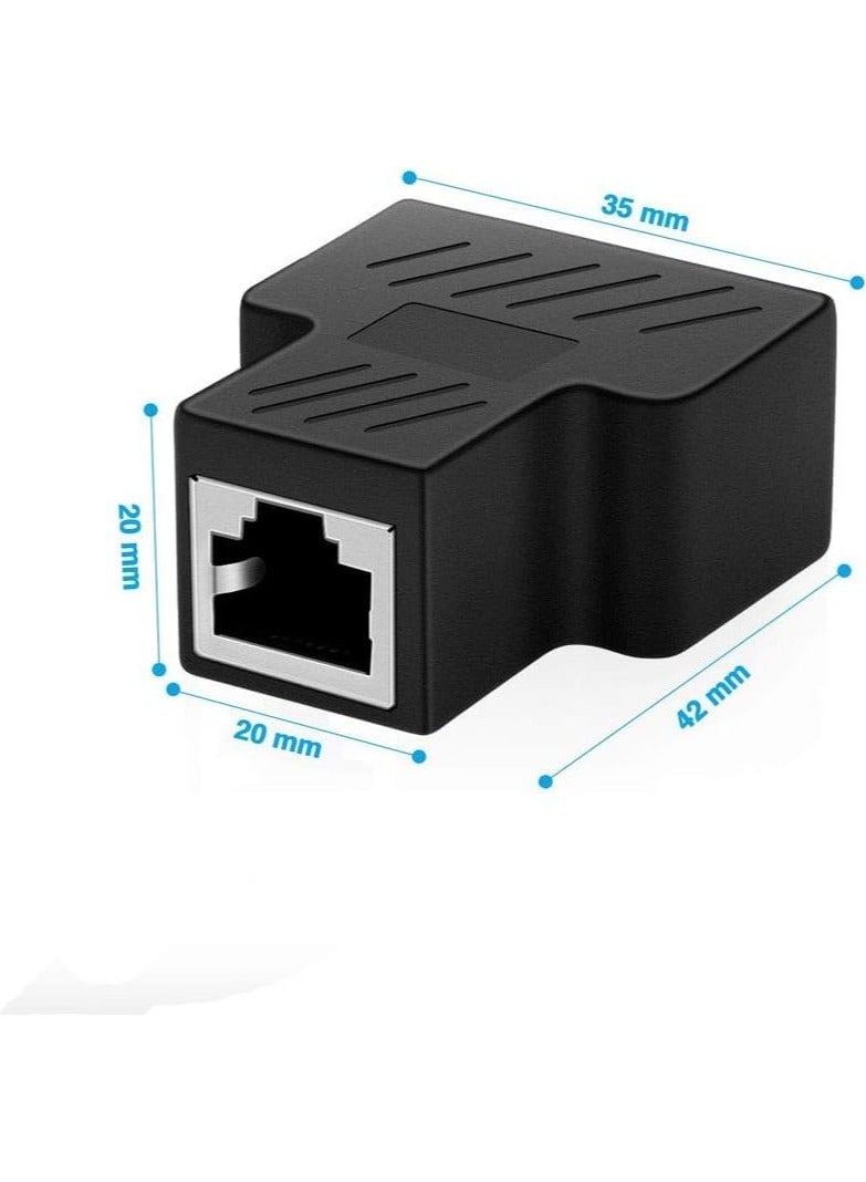 DUNISO RJ45 Splitter Adapter, 1 to 2 Ethernet Splitter Connector,Plug and Play,for CAT 5/CAT 6/CAT 7,for PC Computer Laptop TV Box Router Game Console - Image 2
