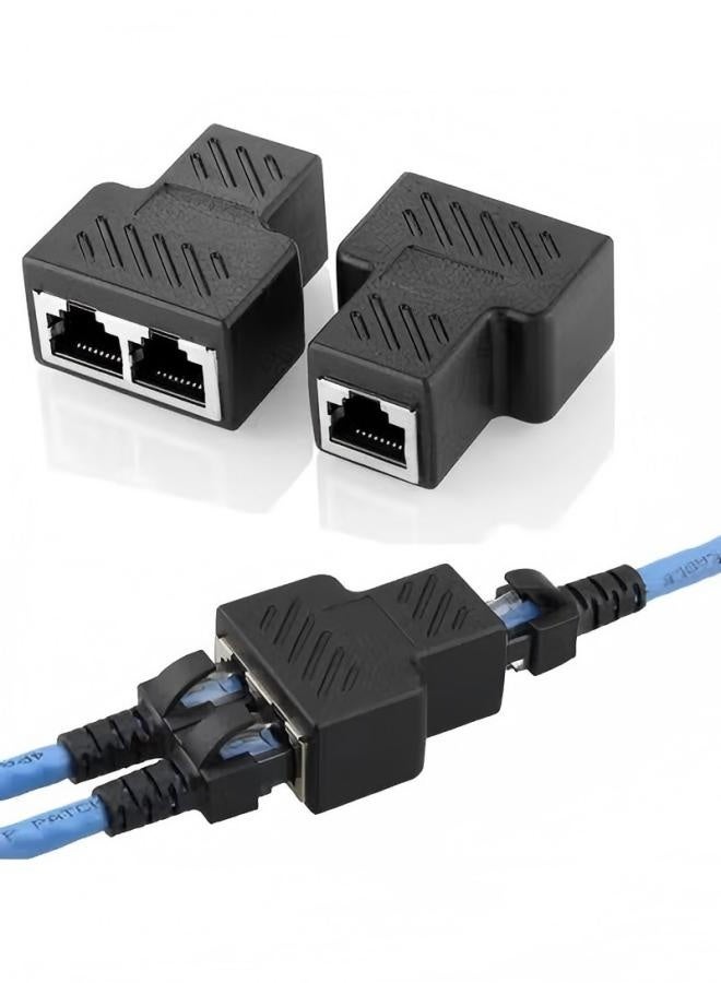 DUNISO RJ45 Splitter Adapter, 1 to 2 Ethernet Splitter Connector,Plug and Play,for CAT 5/CAT 6/CAT 7,for PC Computer Laptop TV Box Router Game Console - Image 1