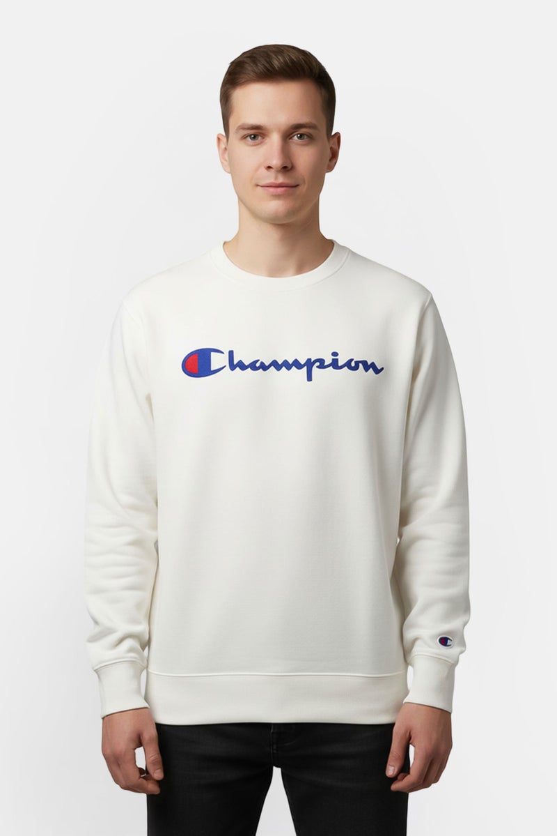 Champion Men Sportswear Fit Long Sleeve Tall Outdoor Sweatshirt, White - Image 1