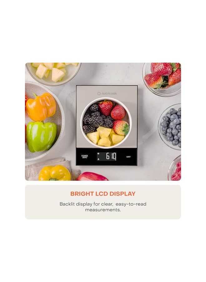 nutricook ميزان غذائي نوتري كوك، ميزان مطبخ رقمي 11 رطل، وزن بالجرام والأوقية (1 جرام دقيق) للخبز والطهي والتغذية وتحضير الوجبات، وظيفة الطي - Image 4