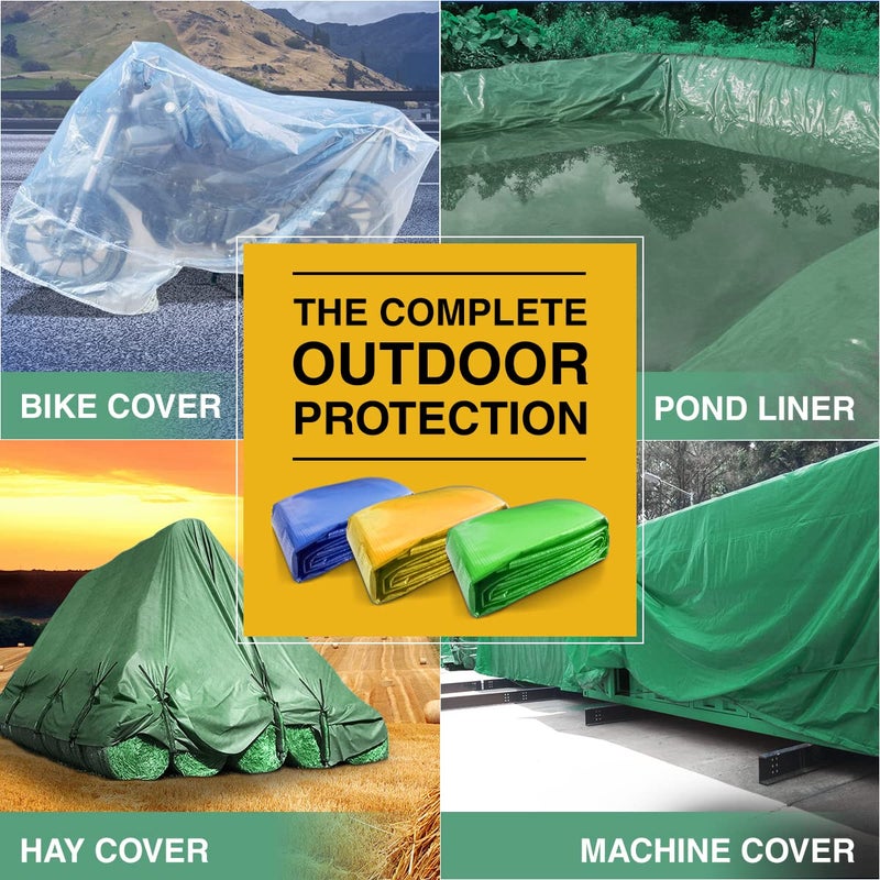 TUFFPAULIN TUFFPAULIN 15FT X 15FT 120 GSM Green Extra Strong Virgin Tarpaulin Tirpal Tadpatri Tharpai Thadika Mulching Sheet UV Resistant Eyelets 100 Waterproof 6 Layer 3D Rib Technology  - Image 5