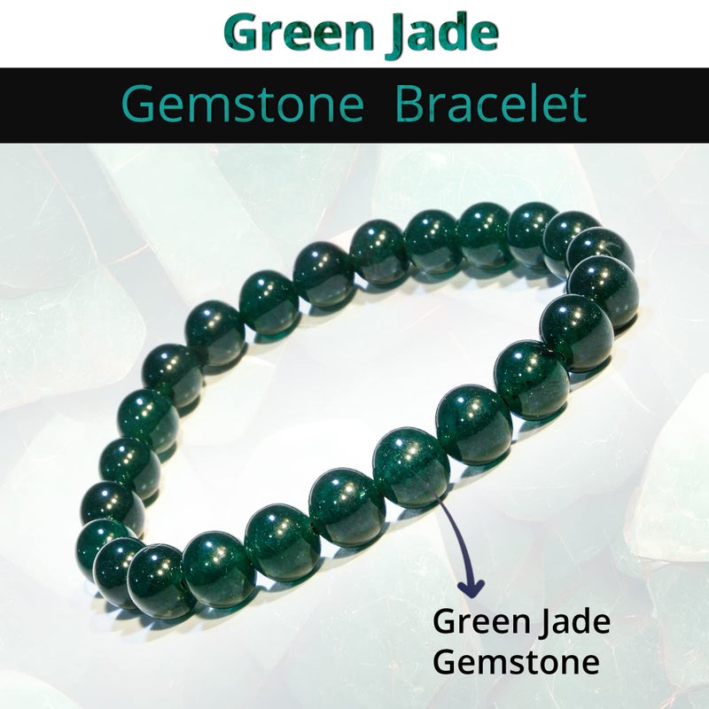 ANAYA AGATE Natural Green Jade Bracelet â€“ Healing Crystal Bracelet for Women, Men, and Teens â€“ 8mm Round Beaded Bracelets â€“ Bring, Good Luck, Wealth, Prosperity â€“ Unisex Stretch Gemstone Protection Bracelet - Image 2