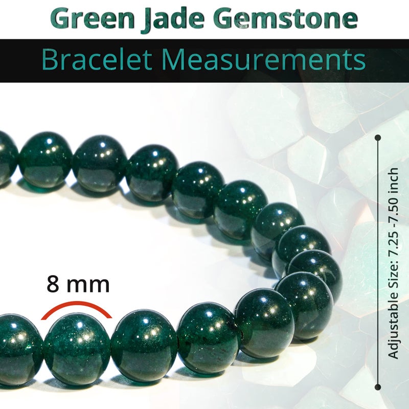 ANAYA AGATE Natural Green Jade Bracelet â€“ Healing Crystal Bracelet for Women, Men, and Teens â€“ 8mm Round Beaded Bracelets â€“ Bring, Good Luck, Wealth, Prosperity â€“ Unisex Stretch Gemstone Protection Bracelet - Image 3