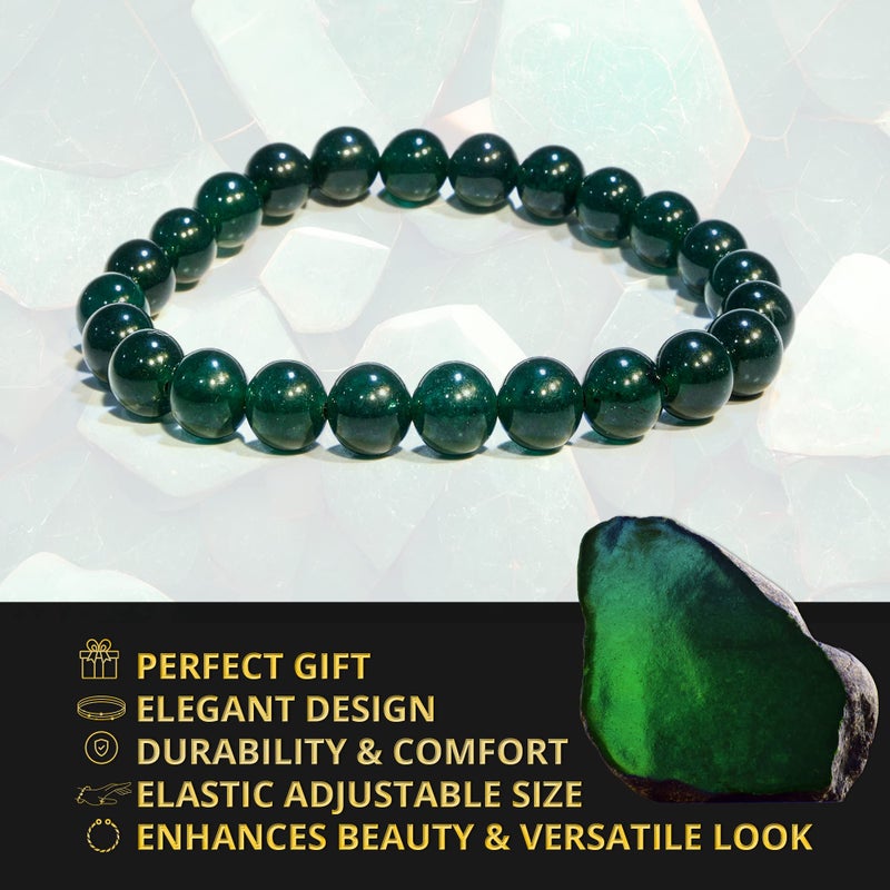 ANAYA AGATE Natural Green Jade Bracelet â€“ Healing Crystal Bracelet for Women, Men, and Teens â€“ 8mm Round Beaded Bracelets â€“ Bring, Good Luck, Wealth, Prosperity â€“ Unisex Stretch Gemstone Protection Bracelet - Image 4