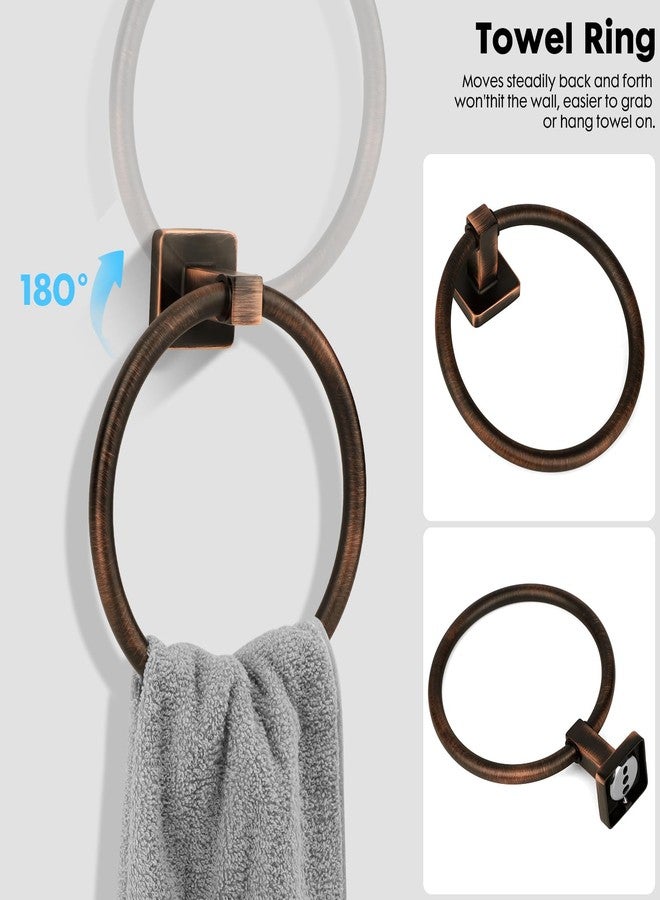 Ntipox 4 Pieces Oil Rubbed Bronze Bathroom Hardware Accessories, Include Hand Towel Ring, Toilet Paper Holder and 2 Robe Towel Hooks,Bronze Bathroom Hardware Set - Image 3