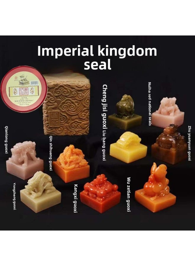 Pinot Archaeological Excavation Blind Box Imperial Seal Ancient Emperor Jade Seal Running Water Jade Hand Excavation Gem Toy-Color:Imperial Seal (Site Edition + Ink Pink + Tools 4-Piece Set) Style Remarks - Image 1