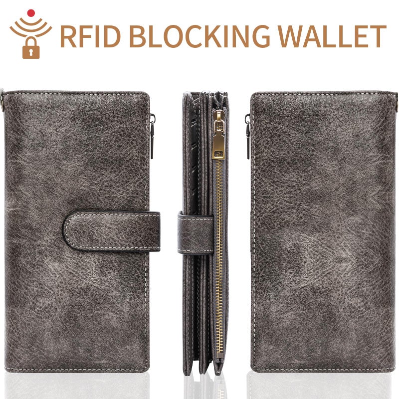 XINNSTAR Womens Wallet RFID Blocking Large Capacity Credit Card Holder Long Purses for Women with Wristlet Pocket ID Window - Image 4