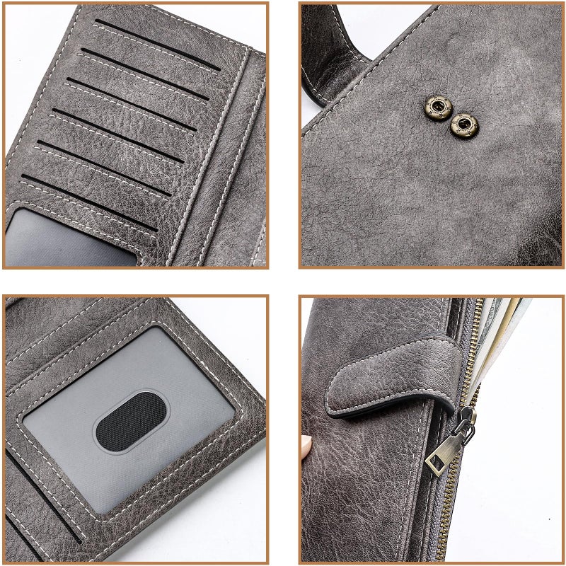 XINNSTAR Womens Wallet RFID Blocking Large Capacity Credit Card Holder Long Purses for Women with Wristlet Pocket ID Window - Image 3