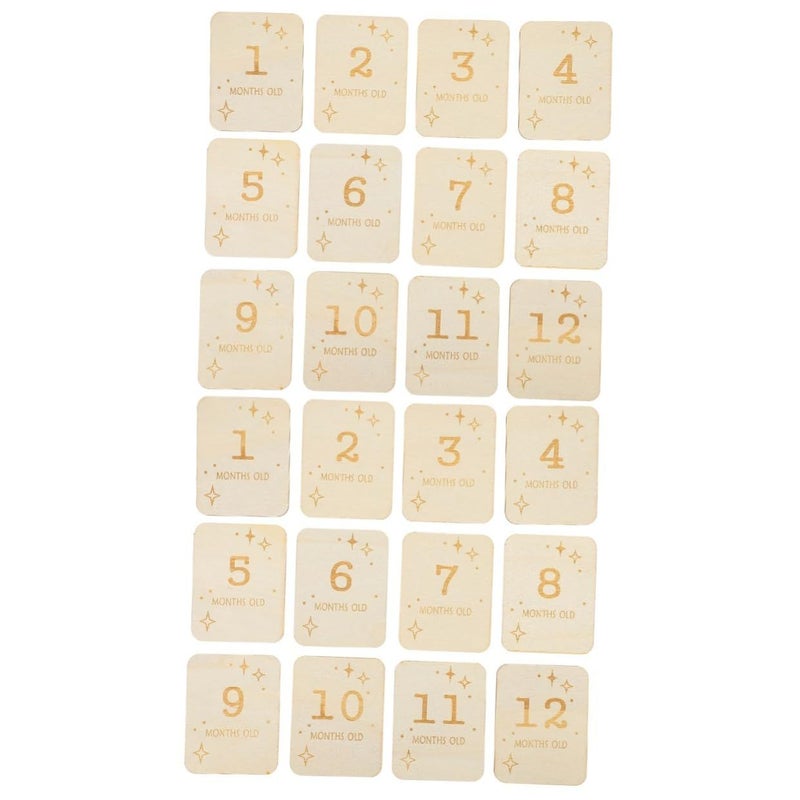 Newborn Milestone Cards 24pcs Wooden Slices Natural Decor Photo Props For Girl Nursery - Image 2