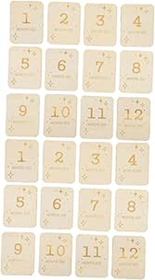 Newborn Milestone Cards 24pcs Wooden Slices Natural Decor Photo Props For Girl Nursery - Image 1