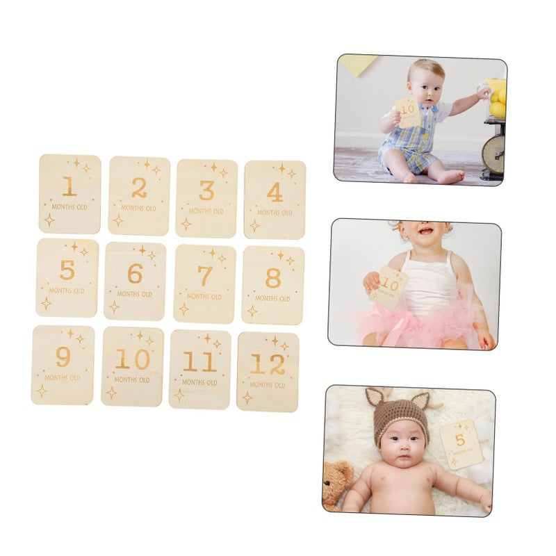 Newborn Milestone Cards 24pcs Wooden Slices Natural Decor Photo Props For Girl Nursery - Image 3