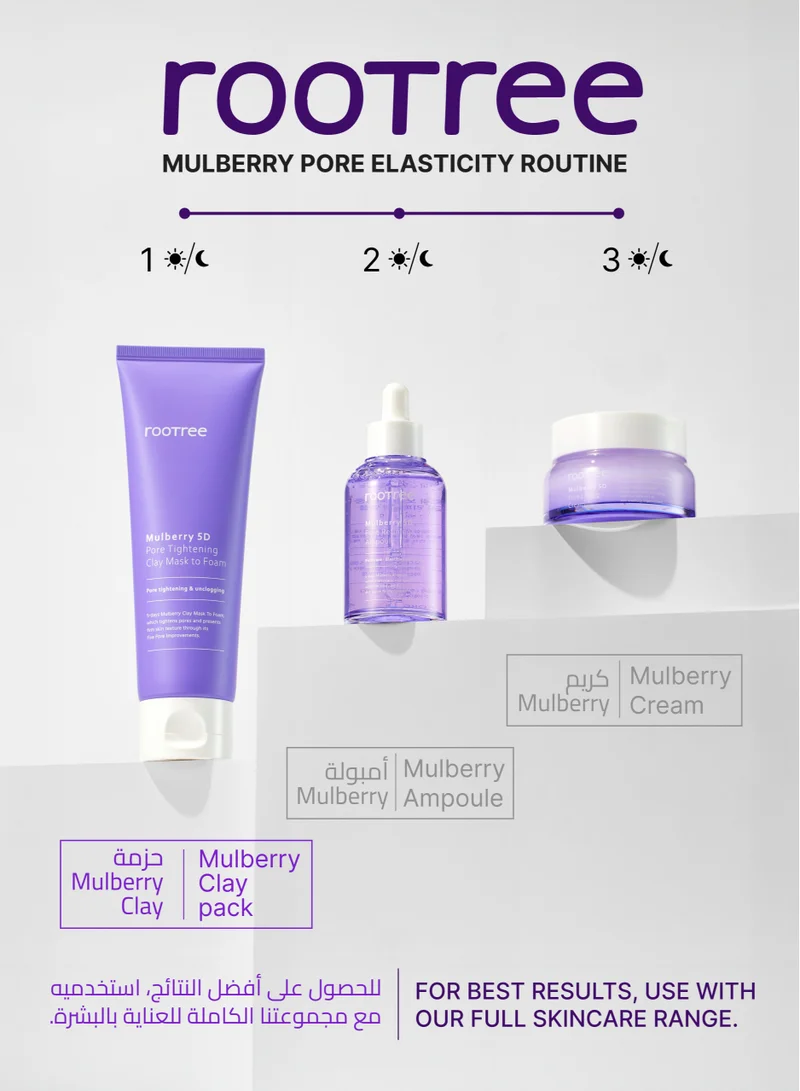 rootree Mulberry 5D Pore Tightening Clay Mask to Foam - Korean Skincare, Cleansing, Blackhead Removal, Vegan & Cruelty Free