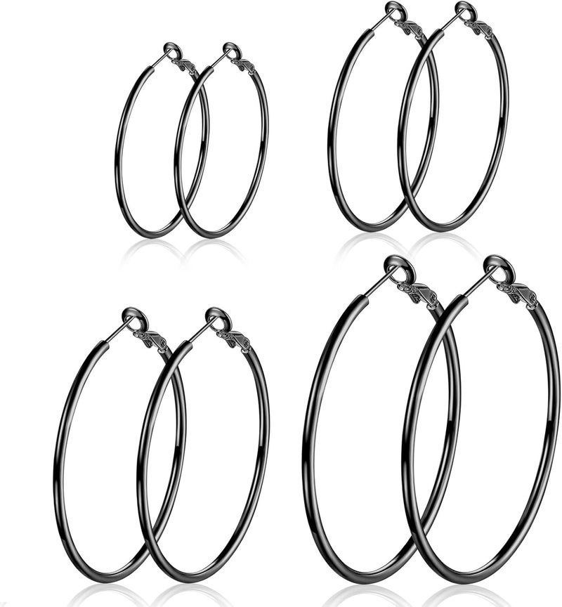CERSLIMO 4 Pairs Silver Hoop Earrings for Women- 925 Hypoallergenic Sterling Silver Hoop Earrings Set,Large Minimalist Silver Hoops Gifts(30MM 40MM 50MM 60MM) - Image 1