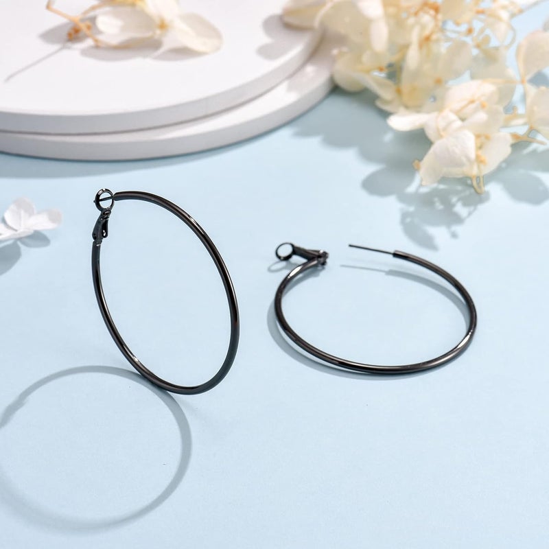 CERSLIMO 4 Pairs Silver Hoop Earrings for Women- 925 Hypoallergenic Sterling Silver Hoop Earrings Set,Large Minimalist Silver Hoops Gifts(30MM 40MM 50MM 60MM) - Image 3