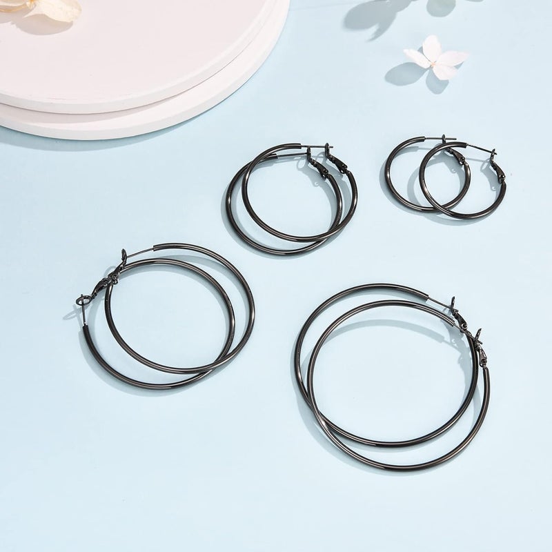 CERSLIMO 4 Pairs Silver Hoop Earrings for Women- 925 Hypoallergenic Sterling Silver Hoop Earrings Set,Large Minimalist Silver Hoops Gifts(30MM 40MM 50MM 60MM) - Image 4