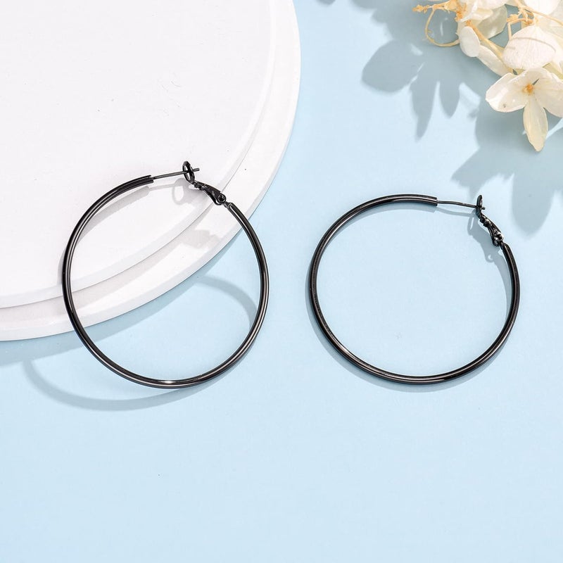 CERSLIMO 4 Pairs Silver Hoop Earrings for Women- 925 Hypoallergenic Sterling Silver Hoop Earrings Set,Large Minimalist Silver Hoops Gifts(30MM 40MM 50MM 60MM) - Image 2