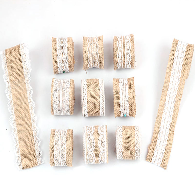 2m 50mm Width DIY Handmade Lace Linen Roll Natural Burlap Rolls for Wedding Present Gift Home Decoration Crafts Lace Linen - Image 5