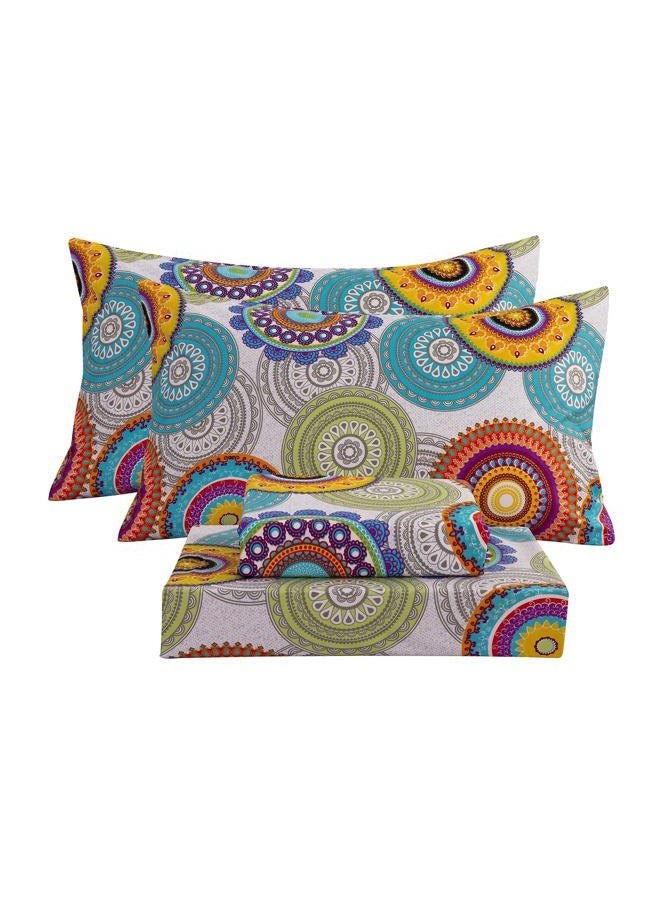 Bedlifes Queen Sheet Set Printed Sheets Ultra Soft Patterned Sheet Set Deep Pocket Flat Sheet& Fitted Sheet& Pillowcases 100% Microfiber 4 Piece Queen Size Multicolor Mandala - Image 1