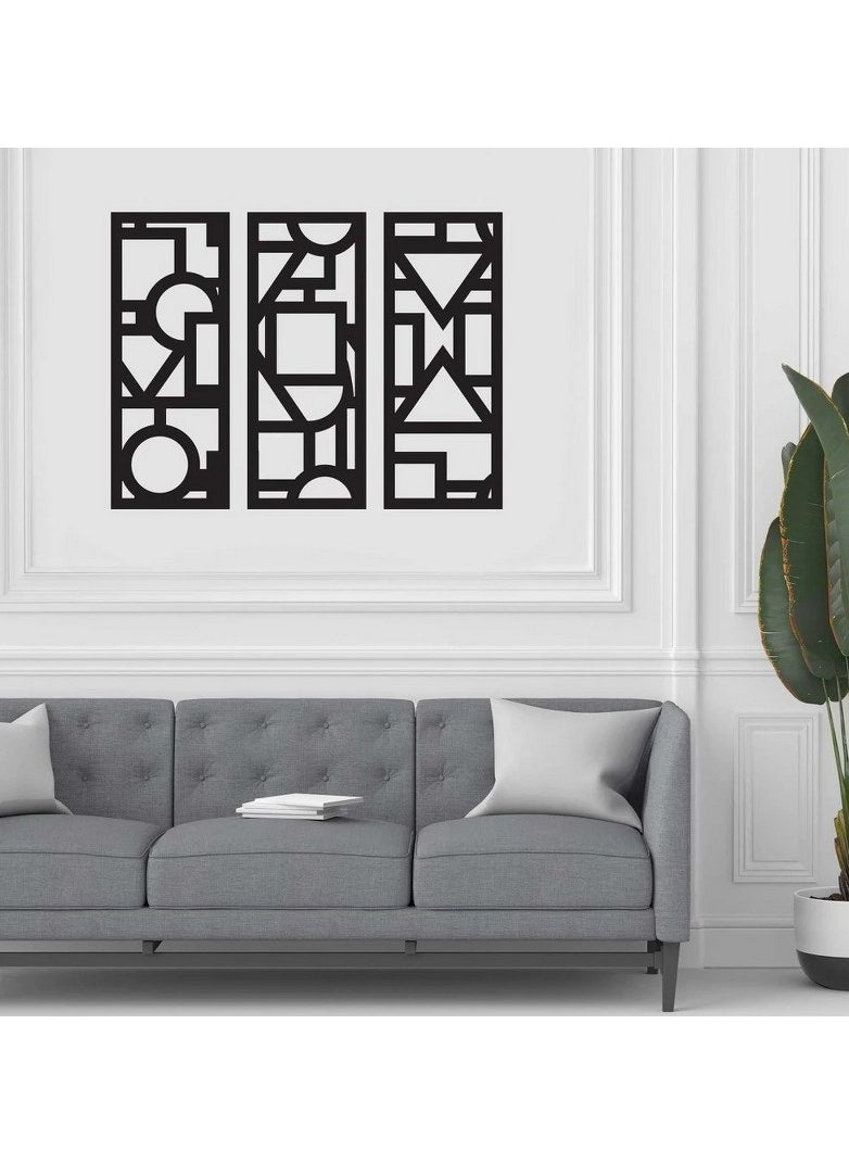 Geometric Wooden Wall Décor - Set of 3 Each 80x30