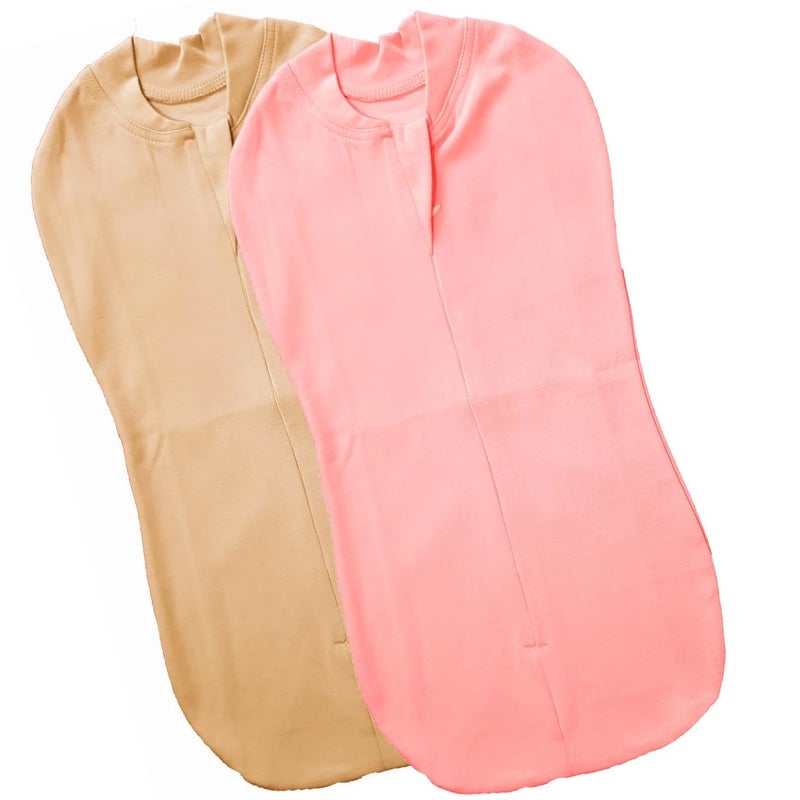 MammaChamp Zipper Swaddle Sleeping SackBlanketsPodWrapBag New Born Baby for 03 Months Pack of 2 Biscuit Peach - Image 1