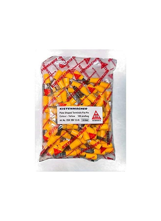 KISTENMACHER Kistenmacher Pre-Insulated Flat Pin Type Ferrules (100 Pcs) (5.5-18 YELLOW)  - Image 2