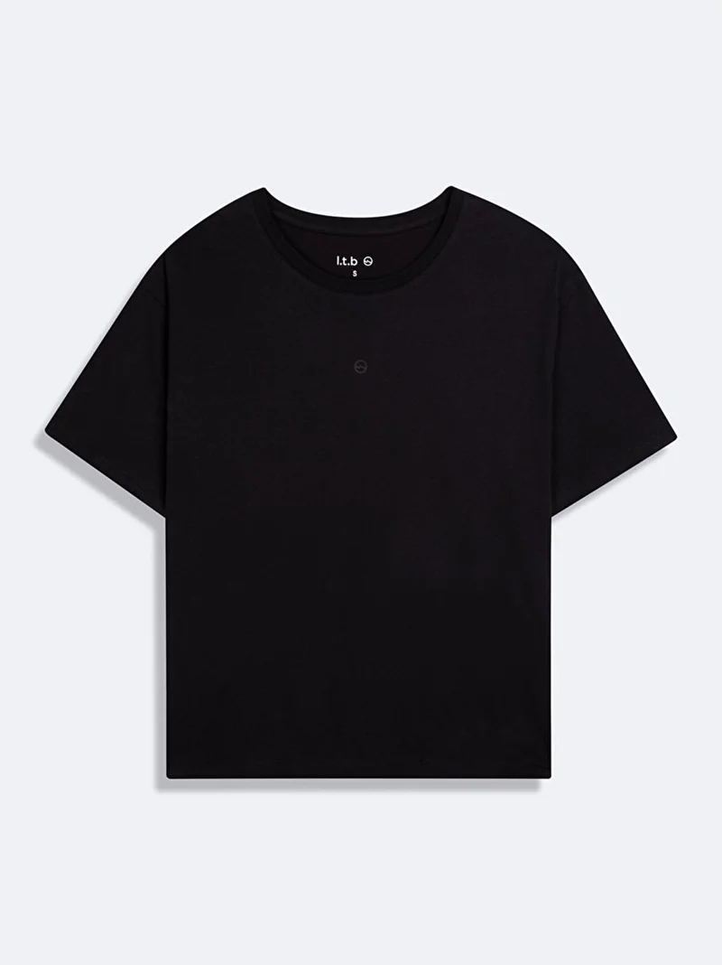 Short Sleeve Crew Neck Basic Black T-Shirt