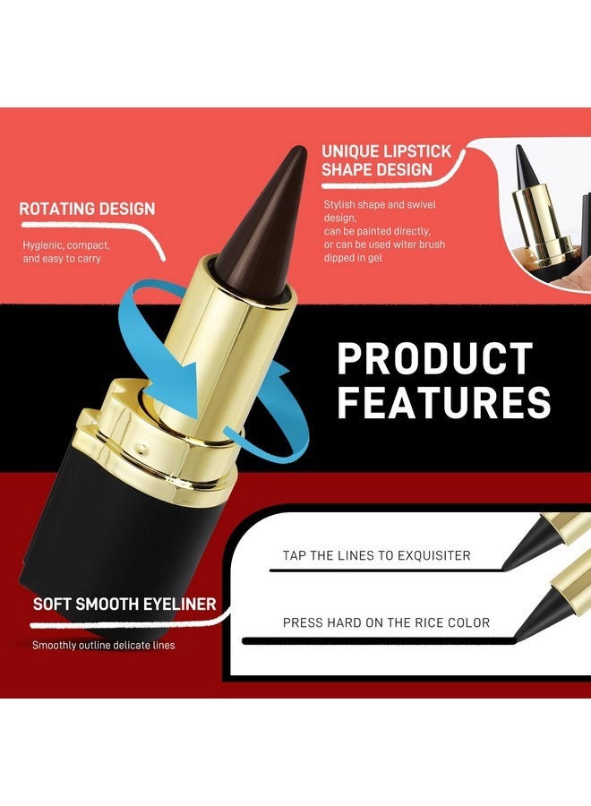 لوكوس قلم تحديد العيون جل أسود وبني من لوكوس، قلم تحديد عيون مقاوم للماء والتلطخ، قلم تحديد عيون أسود، عصا رسم للوجه، عصي سوداء للعين، مكياج الهالوين، قلم تحديد عيون أسود ناعم للنساء - Image 4