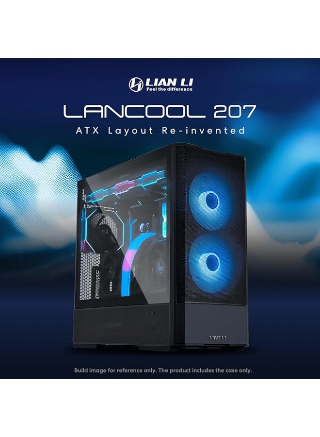 ليان لي صندوق كمبيوتر 207 ايه تي اكس من لانكول العاب RGB هيكل برجي لوحات شبكية محسنة لتدفق الهواء - مراوح ARGB PWM 2×120 ملم مثبتة مسبقا منفذ USB نوع C لوحة جانبية الزجاج المقوى - Image 1