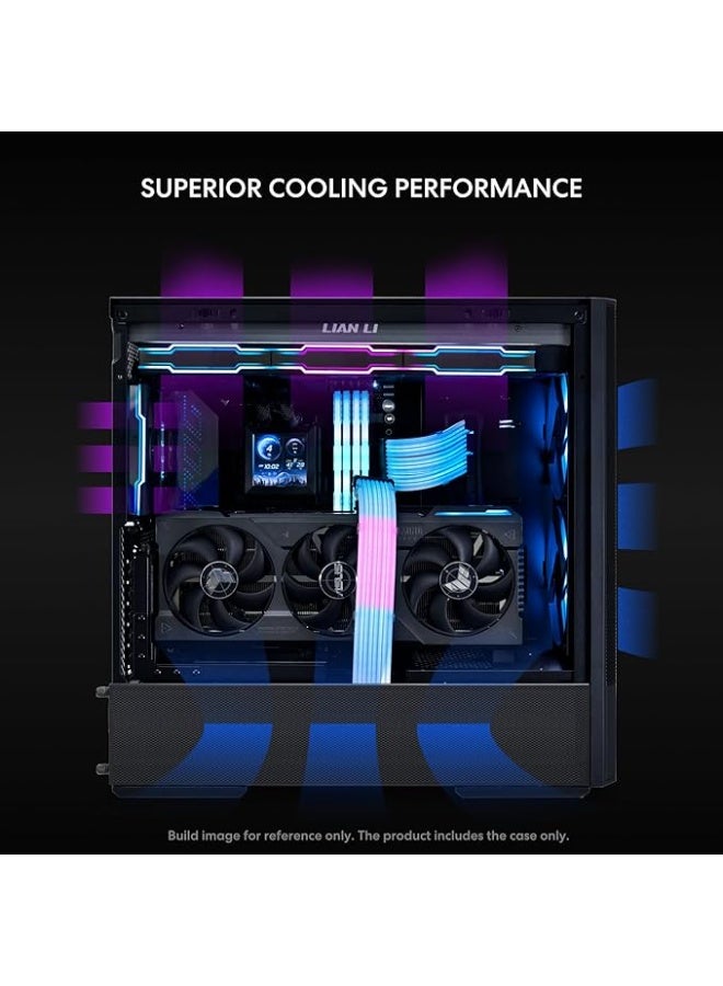 ليان لي صندوق كمبيوتر 207 ايه تي اكس من لانكول العاب RGB هيكل برجي لوحات شبكية محسنة لتدفق الهواء - مراوح ARGB PWM 2×120 ملم مثبتة مسبقا منفذ USB نوع C لوحة جانبية الزجاج المقوى - Image 3