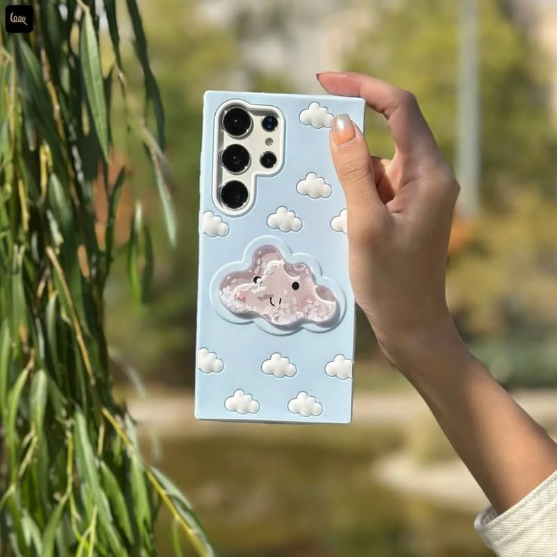 COVERLY for Samsung S24 Ultra 3D Blue Water Clouds Cartoon Case,Premium Silicone Case with Sky Aqua Cloud Liquid Floating Adorable Cool Full Protective Cute Kawaii Cover for Samsung Galaxy S24 Ultra - Image 4