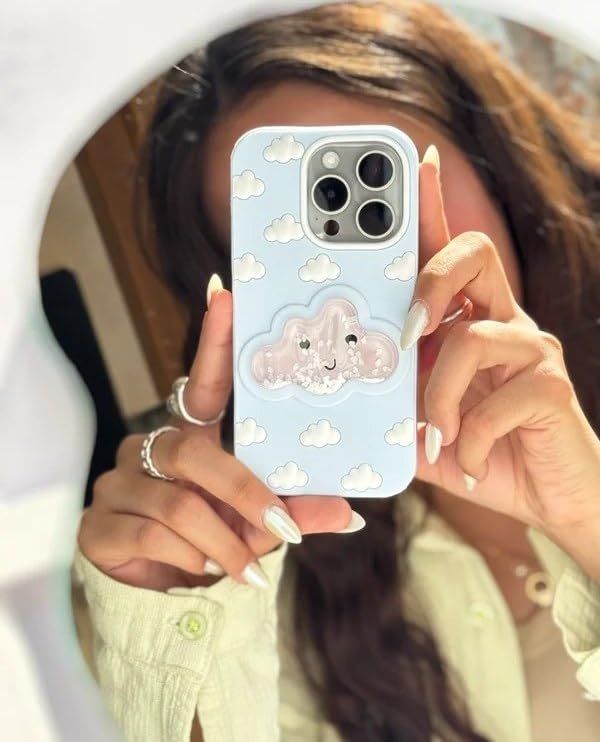 COVERLY for Samsung S24 Ultra 3D Blue Water Clouds Cartoon Case,Premium Silicone Case with Sky Aqua Cloud Liquid Floating Adorable Cool Full Protective Cute Kawaii Cover for Samsung Galaxy S24 Ultra - Image 2