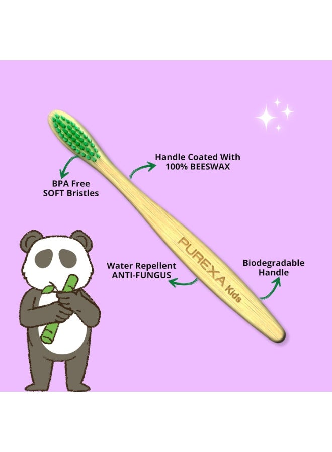PUREXA Bamboo Charcoal Manual Toothbrush|Charcoal Infused|Soft Bristles|Antibacterial And Biodegradable|Eco-Friendly|Premium Organic Tooth Brush (2 Adults & 2 Kids) - Image 3