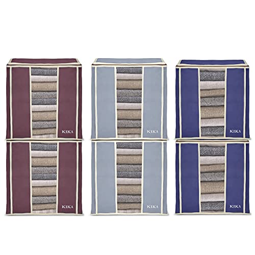 KIKA HOMS Large Clothes, Toys, Pillow & Blanket Storage Bag, Foldable Storage Organizer 6x60L = 360L, 6 Pcs Pack (Multicolor) - Image 1