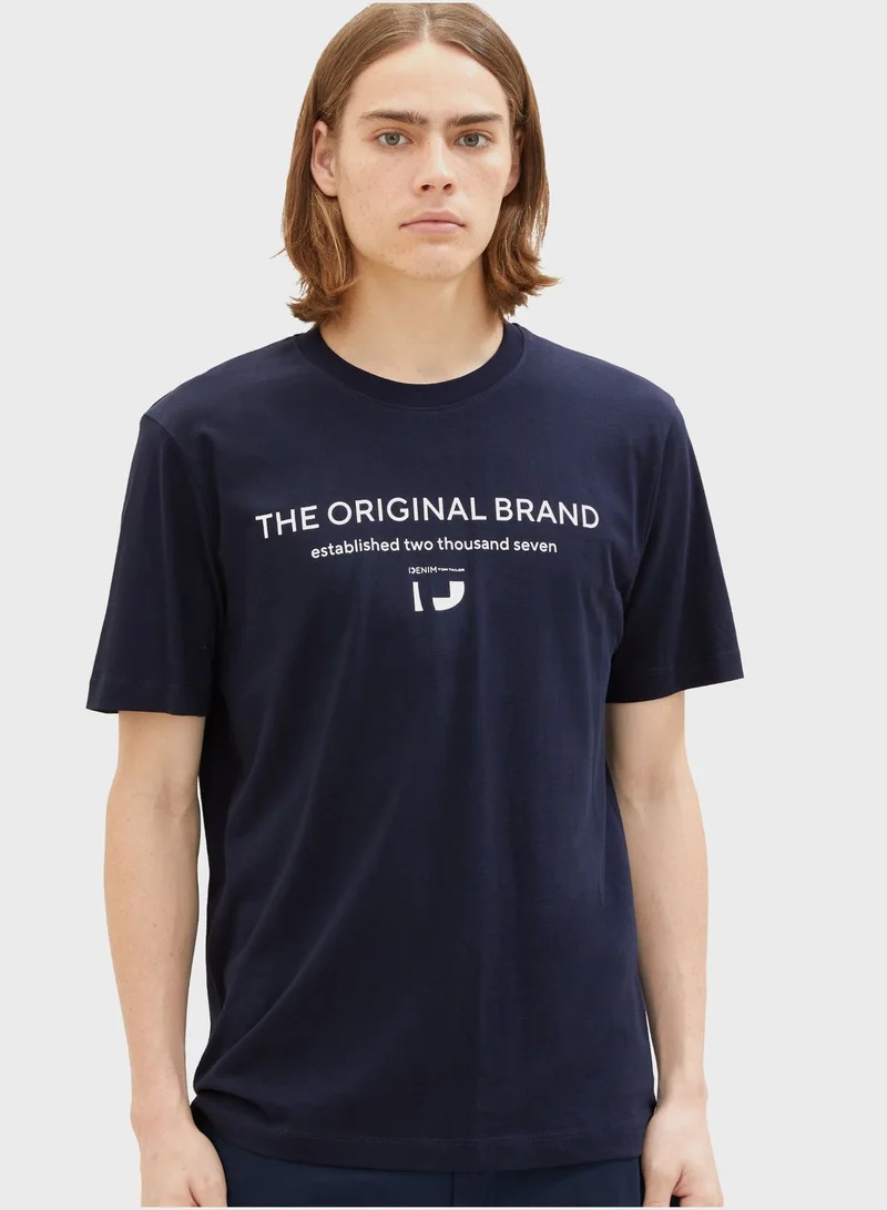 TOM TAILOR Text Print Crew Neck T-Shirt