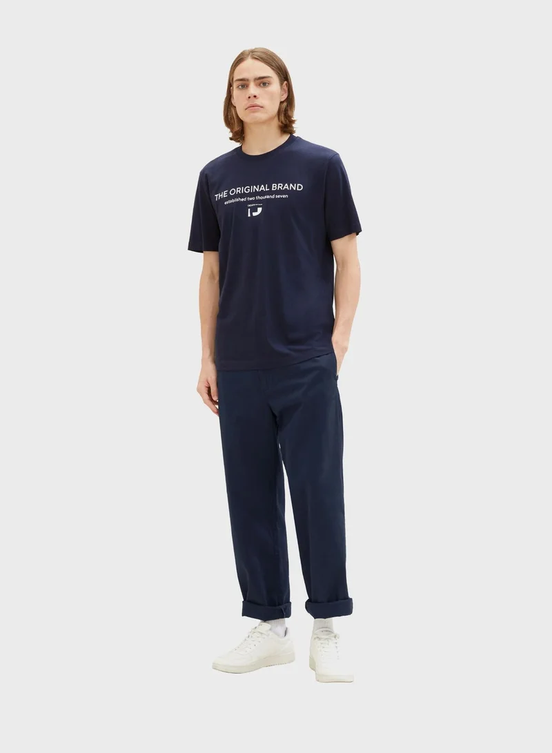 TOM TAILOR Text Print Crew Neck T-Shirt