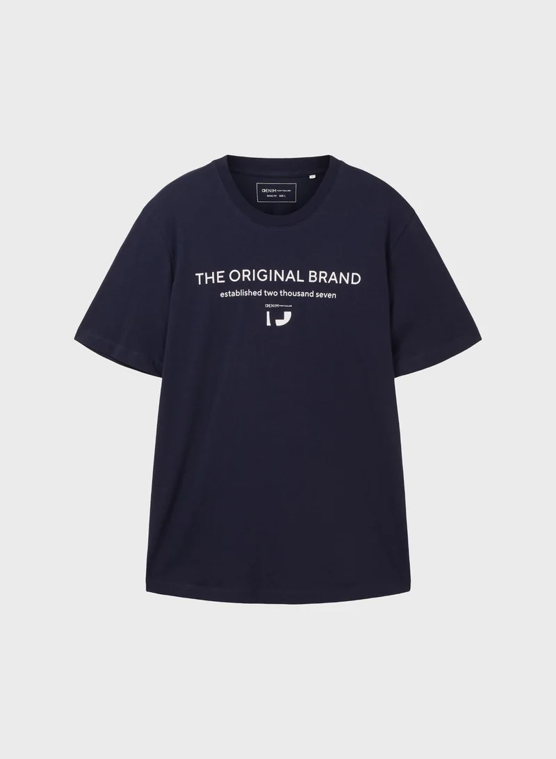 TOM TAILOR Text Print Crew Neck T-Shirt